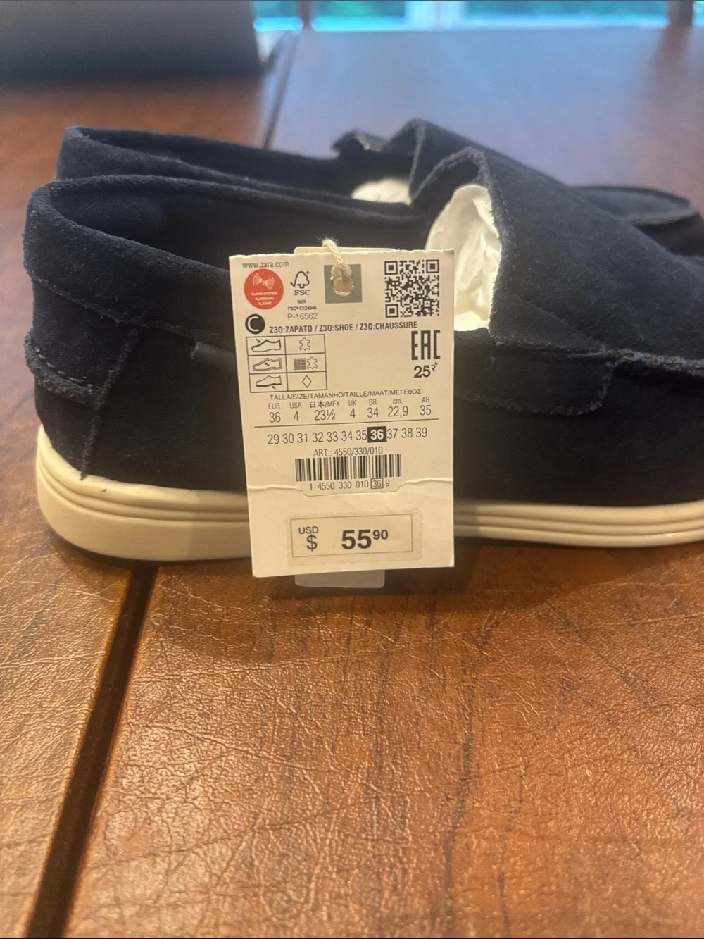 Brand new with tags Zara boys Navy Suede Slip-On Loafers - Casual Comfort size 4